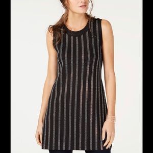INC Rhinestone Striped Tunic Sweater